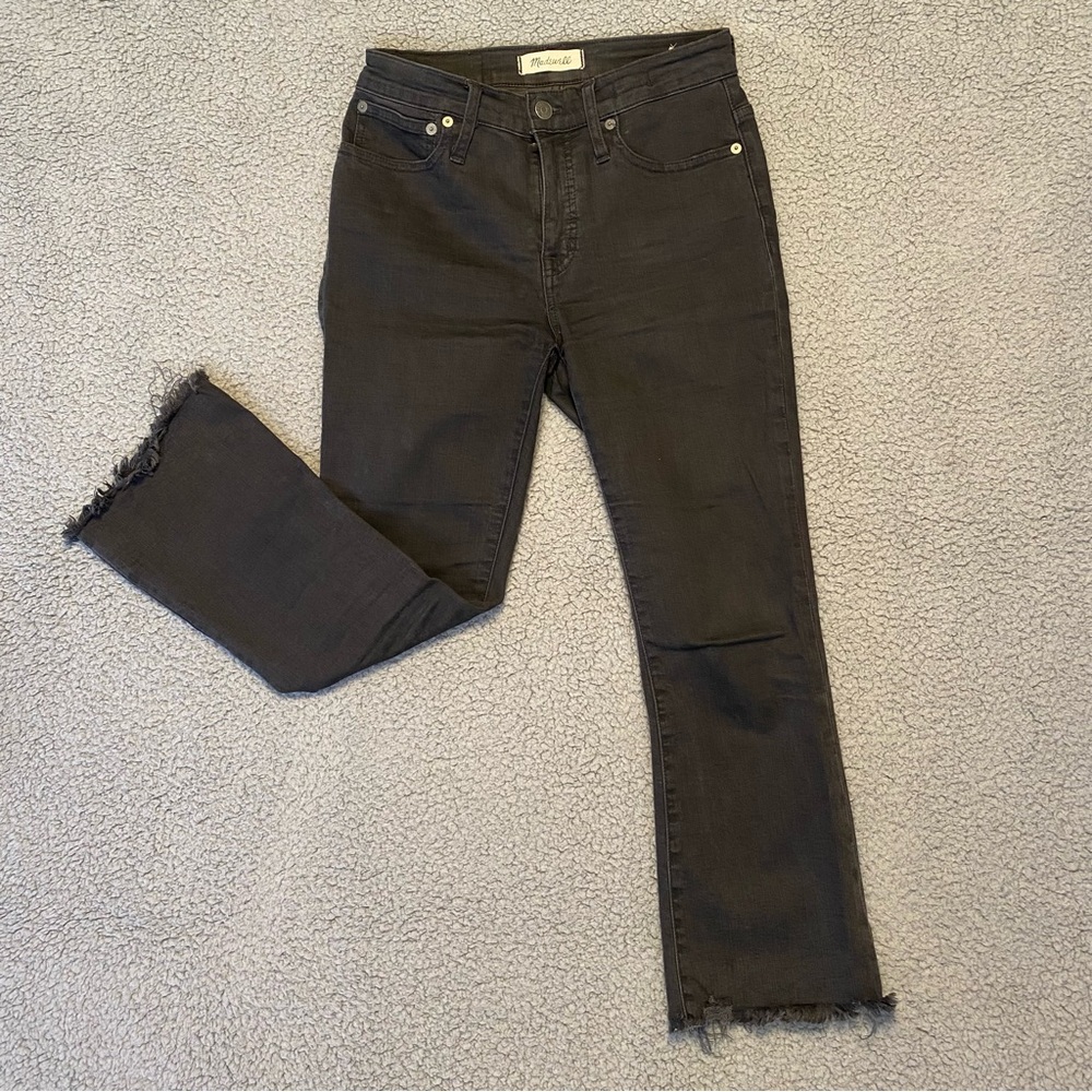 Madewell Women’s Black Fray Raw Leg High Waist Cali Demi Boot Size 25 P